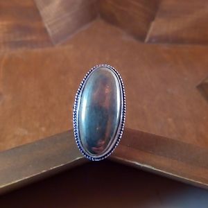 Hand Crafted Silver and Black Oval Ring